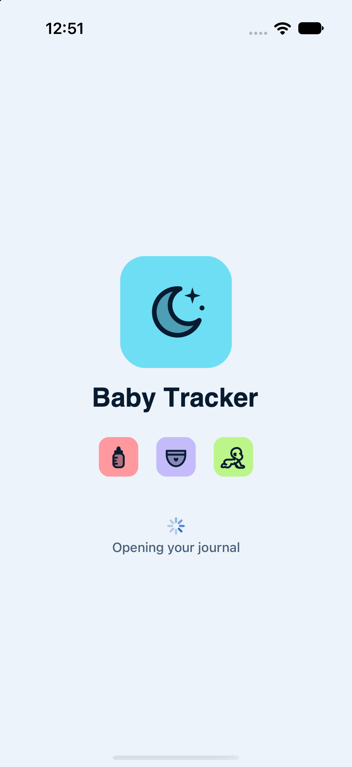 Baby Tracker example history screen with sample diary data